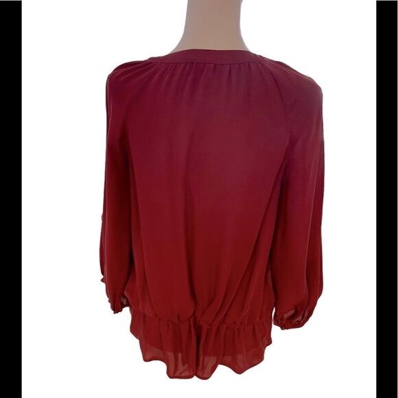Josie Red Silk long sleeve Blouse XS - Picture 2 of 3